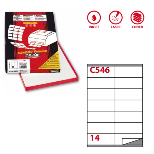 MARKIN CONF 1600 ETICHETTE ADESIVE 105X40 mm BIANCO